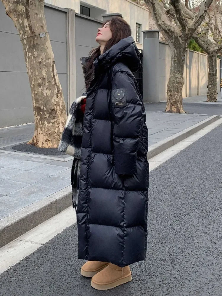 Winter Women Clothing Warm Long Parka Thick Over-the-knee Puffer Jacket Zipper Black Cotton-padded Coats Windproof Jackets New
